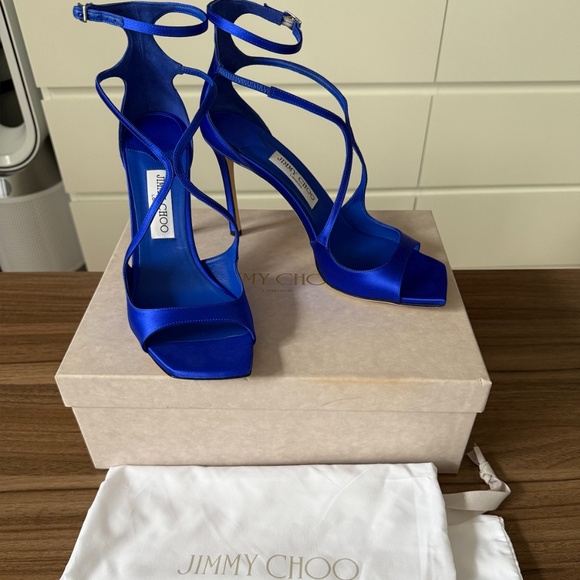 Jimmy Choo Azia 95 Strappy High Heel Sandals in Ultraviolet - Picture 1 of 11